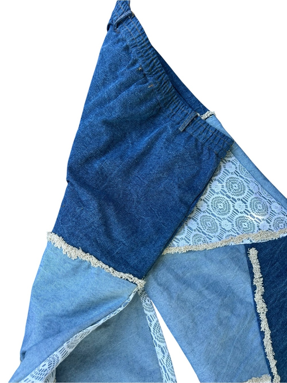 Wide Leg Hippie Patchwork Jeans Earthbound Trading Co NWT XL Boho Denim - Picture 3 of 7